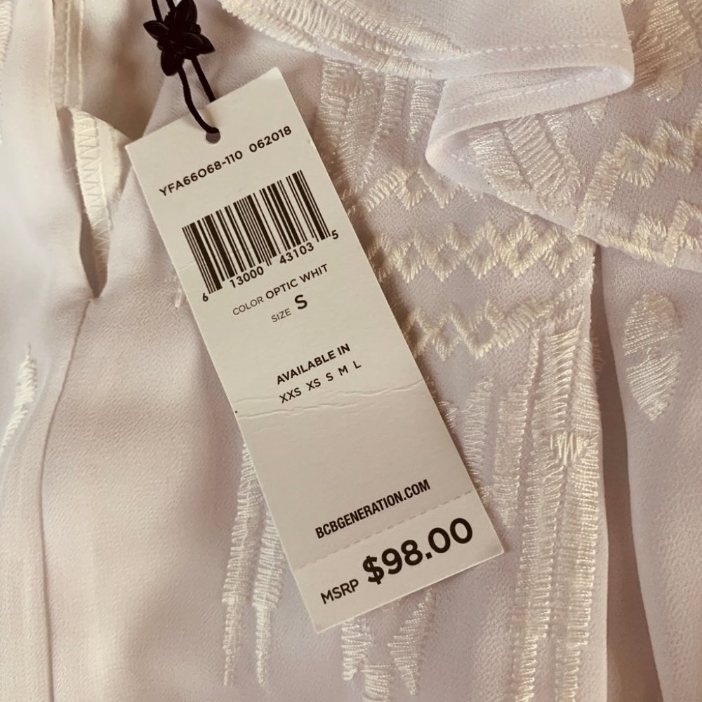 NWT BCBG Ruffled Embroidered Mini Dress - Picture 4 of 4